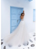 Ivory Lace Tulle Sheer Corset Wedding Dress With Cape